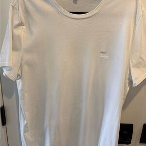 Burberry White Crew Neck Tee with Subtle Logo